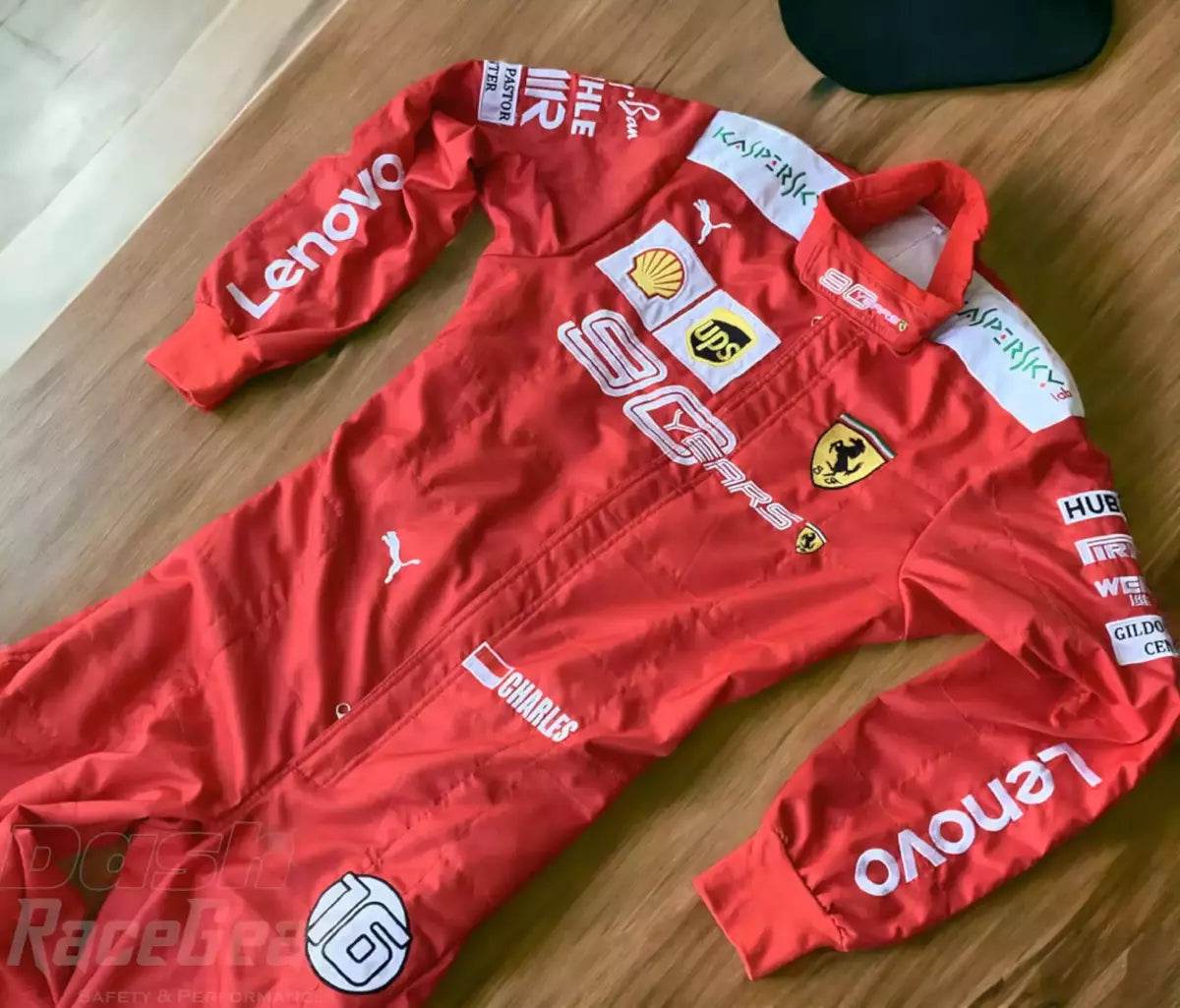 2019 Charles Leclerc Scuderia Ferrari 90 Years Embroided Racing Suit