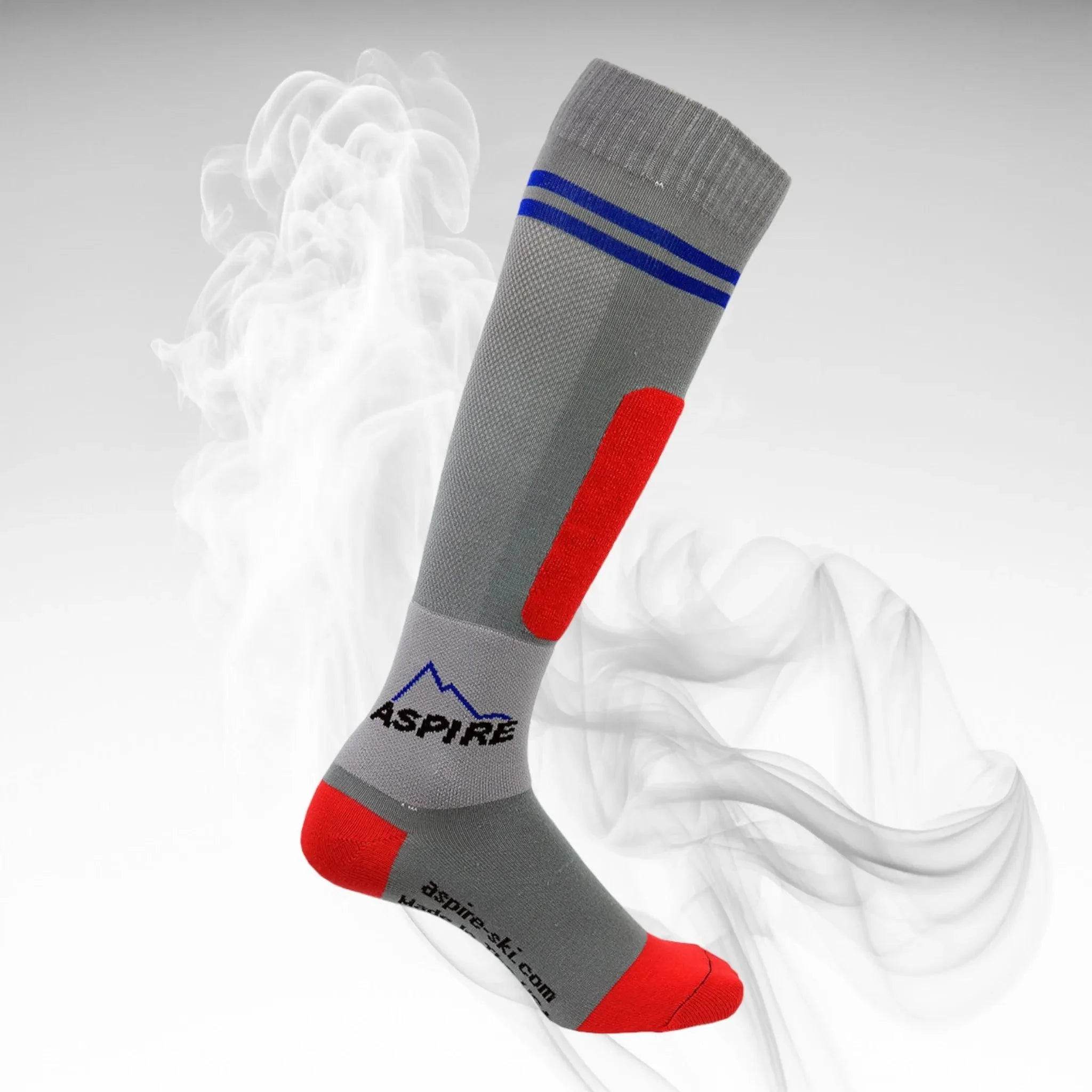 2023 Aspire Ski - D Ski Socks - Large - Gray