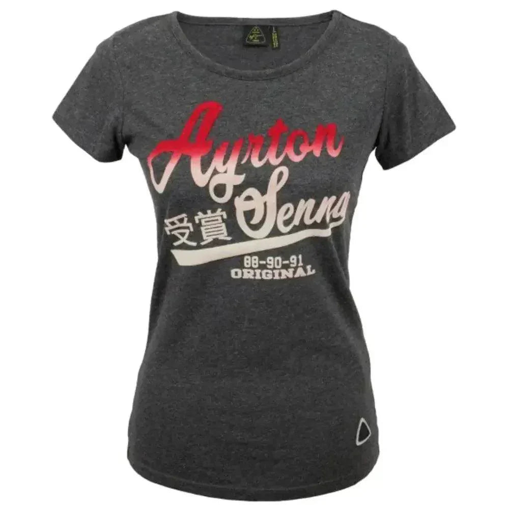 Ayrton Senna Ladies T-Shirt Vintage Grey DASH RACEGEAR