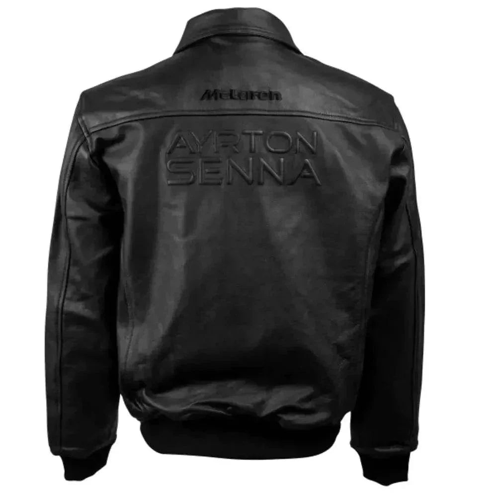 Ayrton Senna McLaren Leather Jacket Three Times World Champion DASH RACEGEAR