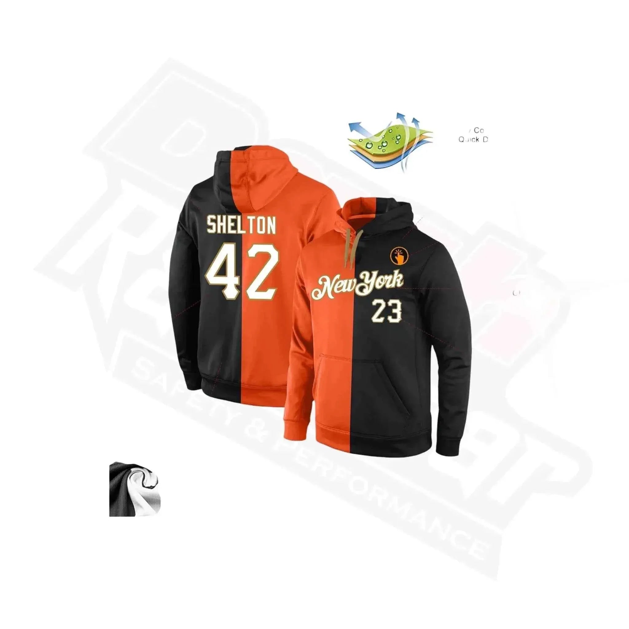 Custom Stitched Orange, White & Black Split Sports Hoodie
