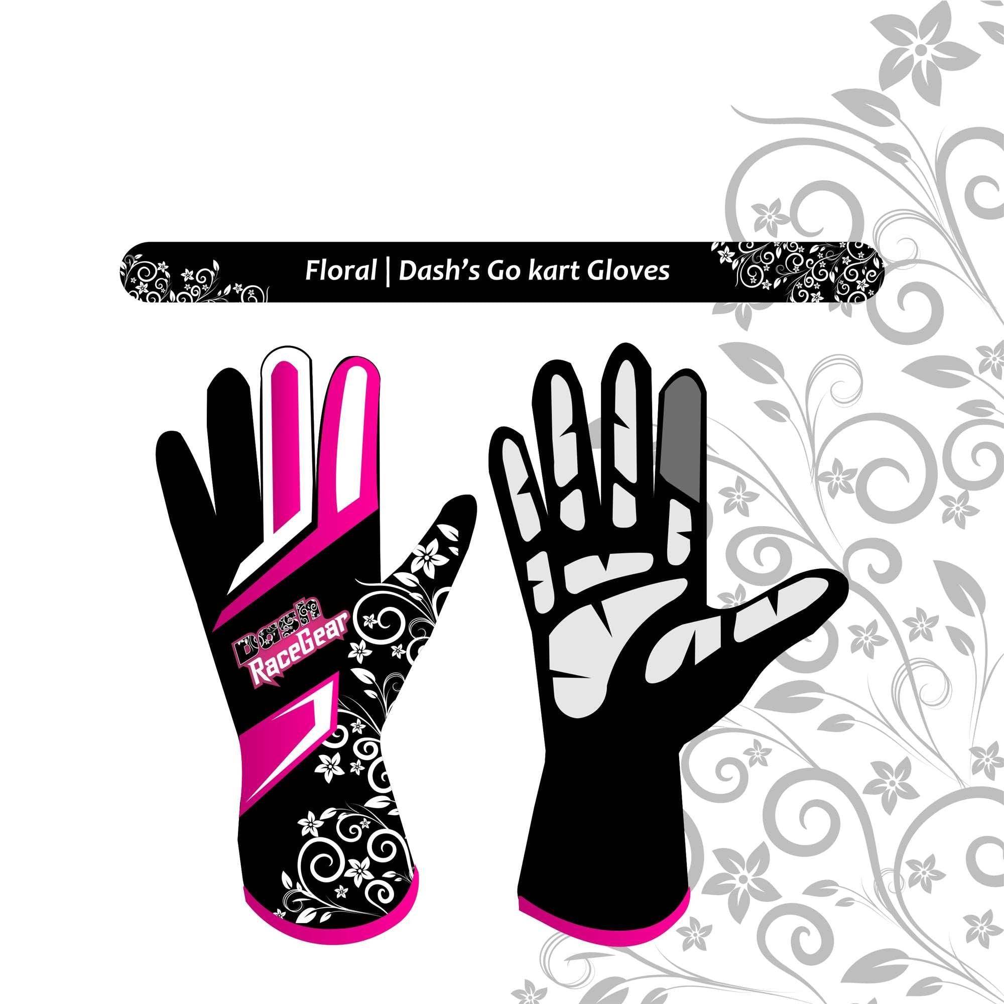 Dash Floral Kart gloves Dash racegear
