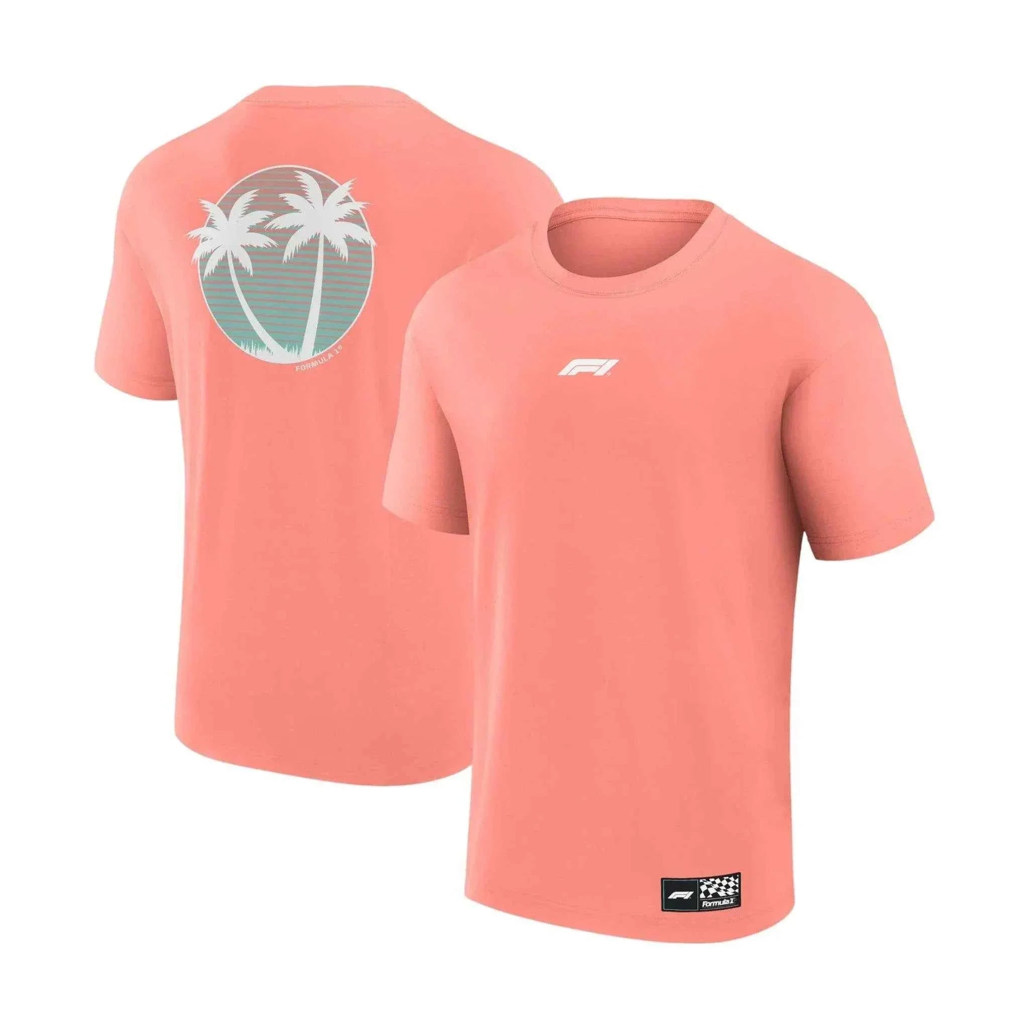 Formula 1 Beach Club Printed T-Shirt Coral Dash Racegear