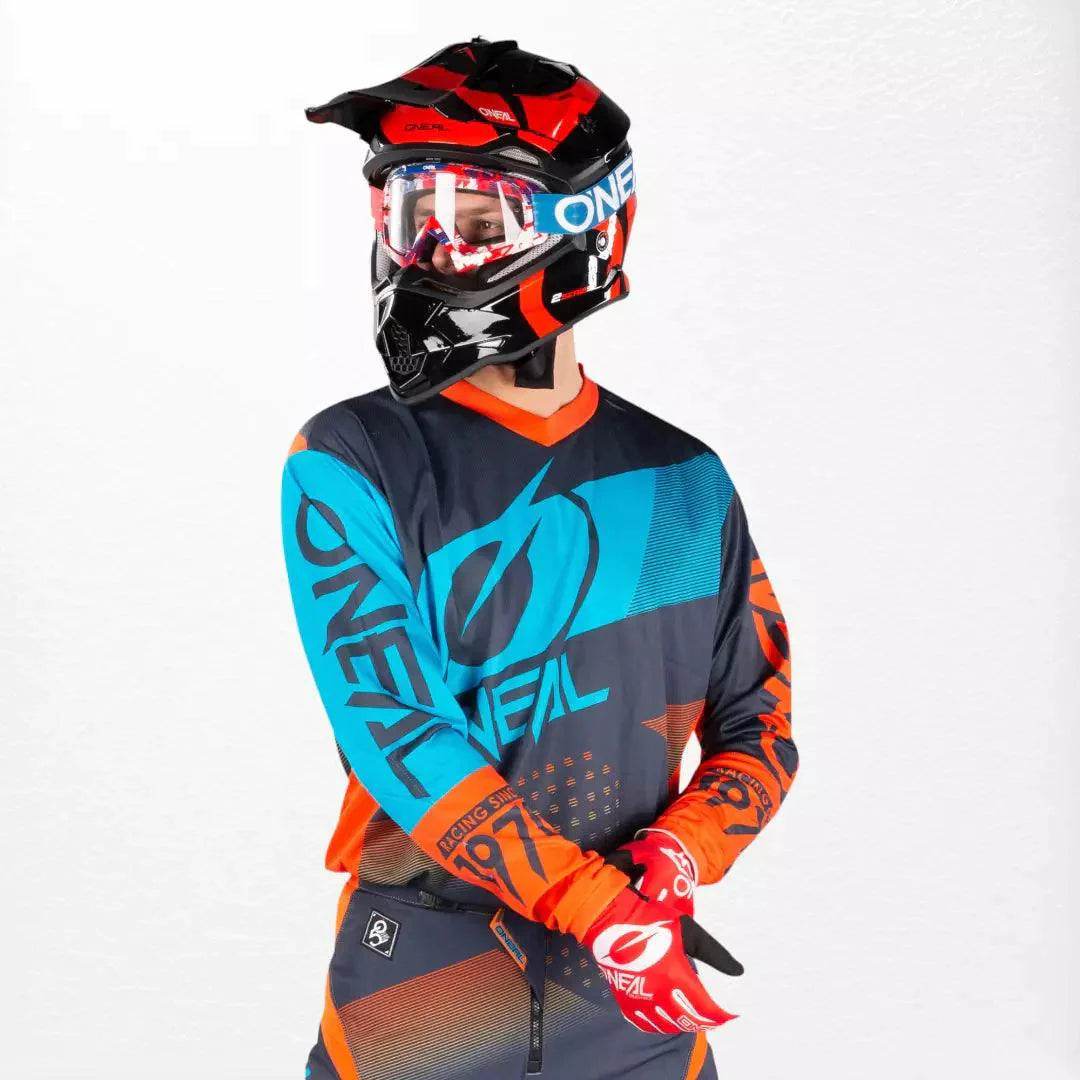 O'Neal Element Factor MX Jersey Gray-Orange-Blue DASH RACEGEAR