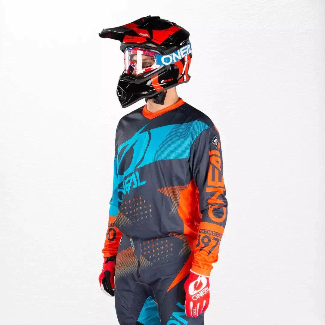 O'Neal Element Factor MX Jersey Gray-Orange-Blue DASH RACEGEAR